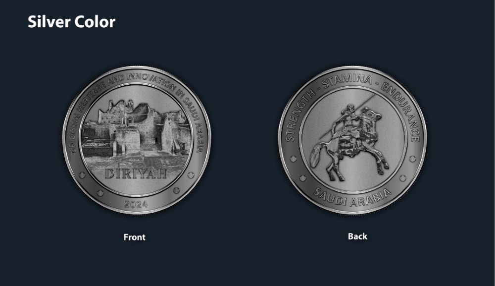 saudi mint silver coin on black