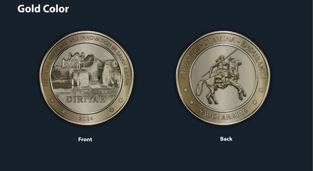 saudi mint gold coin on black