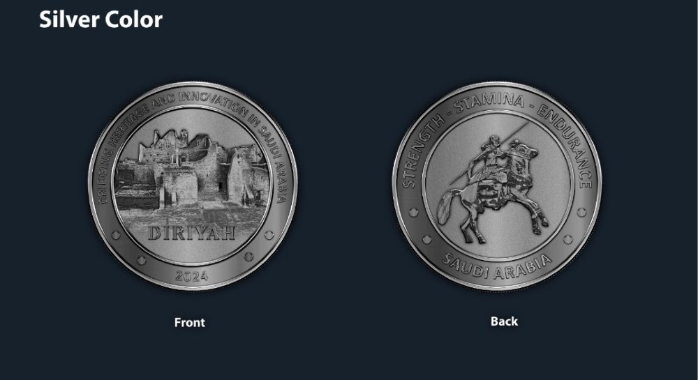 saudi mint silver coin on black